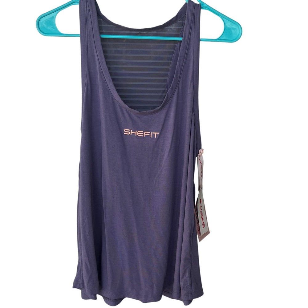 SHEFIT NWT Purple Women's Performance Tank Top Sheer Back Size 1 Luxe = 16